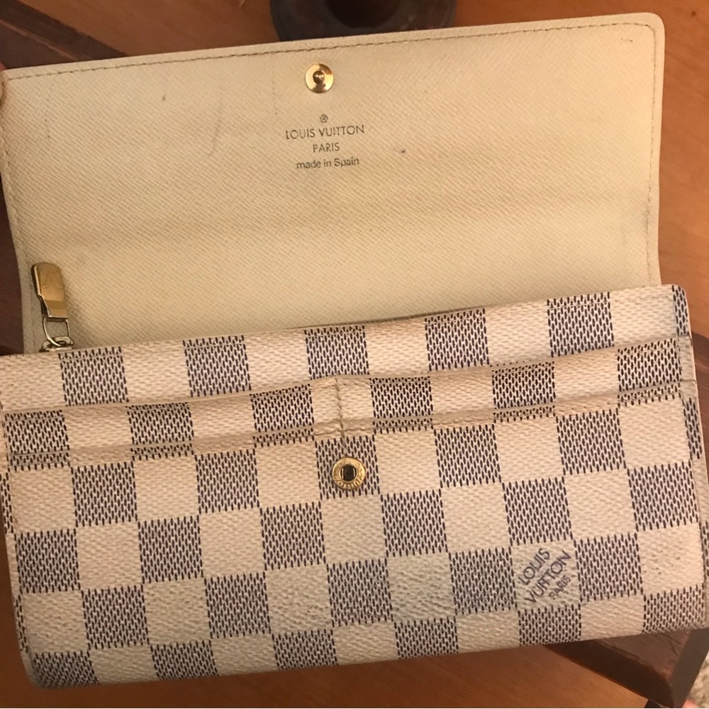 Louis Vuitton VTG Damier Azur White Sarah Long Wallet 04 - Picture 6 of 10